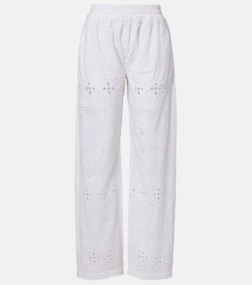 Melissa Odabash Lula Embroidered Cotton Wide Leg Pants