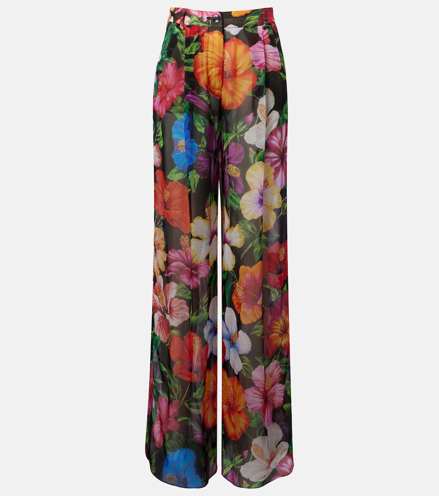 Dolce & Gabbana Floral silk chiffon wide-leg pants