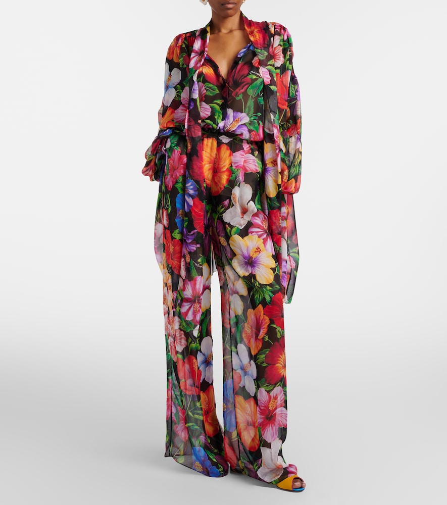 Dolce & Gabbana Floral silk chiffon wide-leg pants