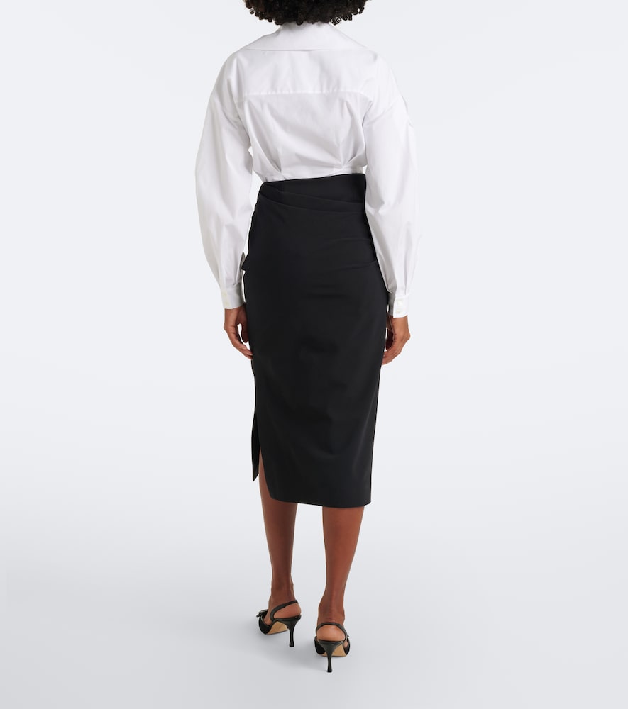 Floral Appliqué Wool-Blend Midi