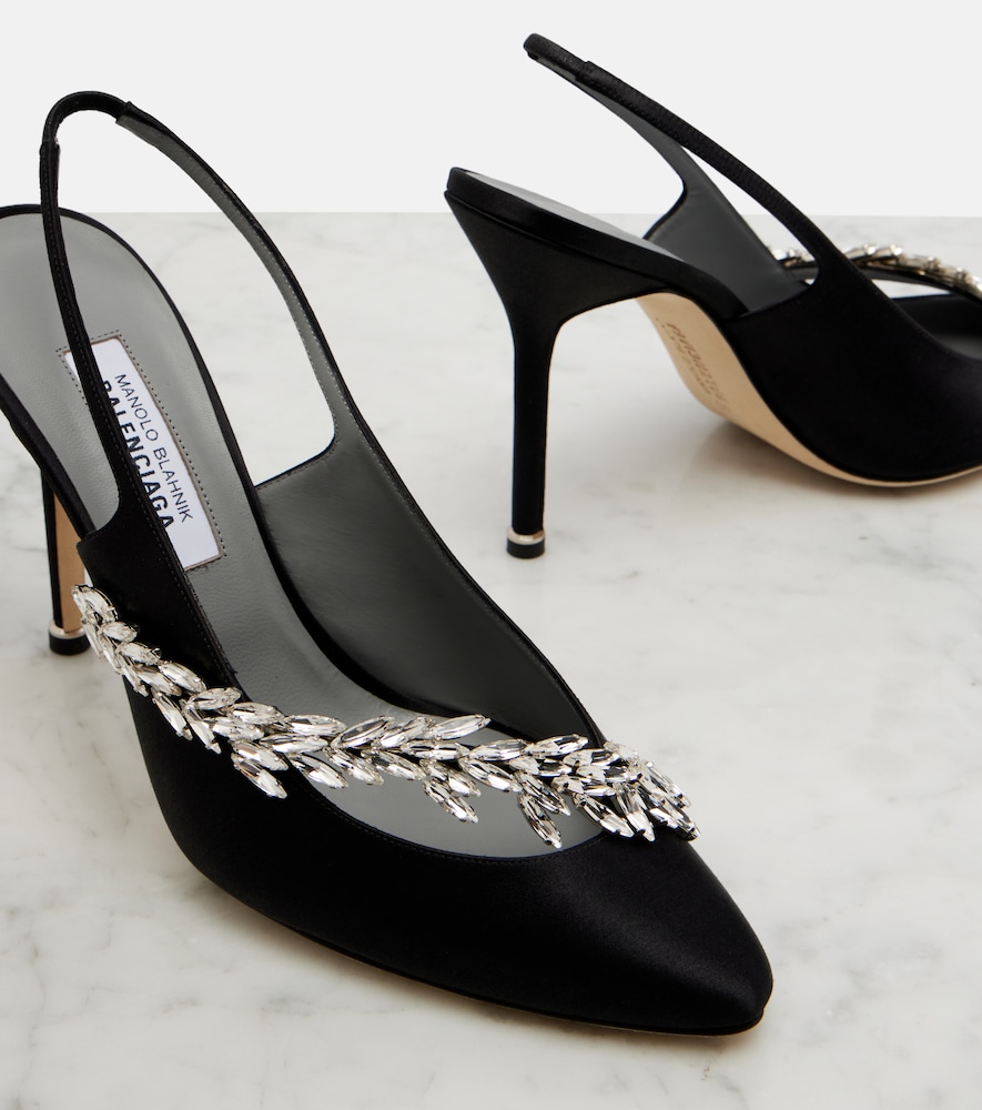  Balenciaga Balenciaga X Manolo Blahnik Satin Slingback Pumps 
