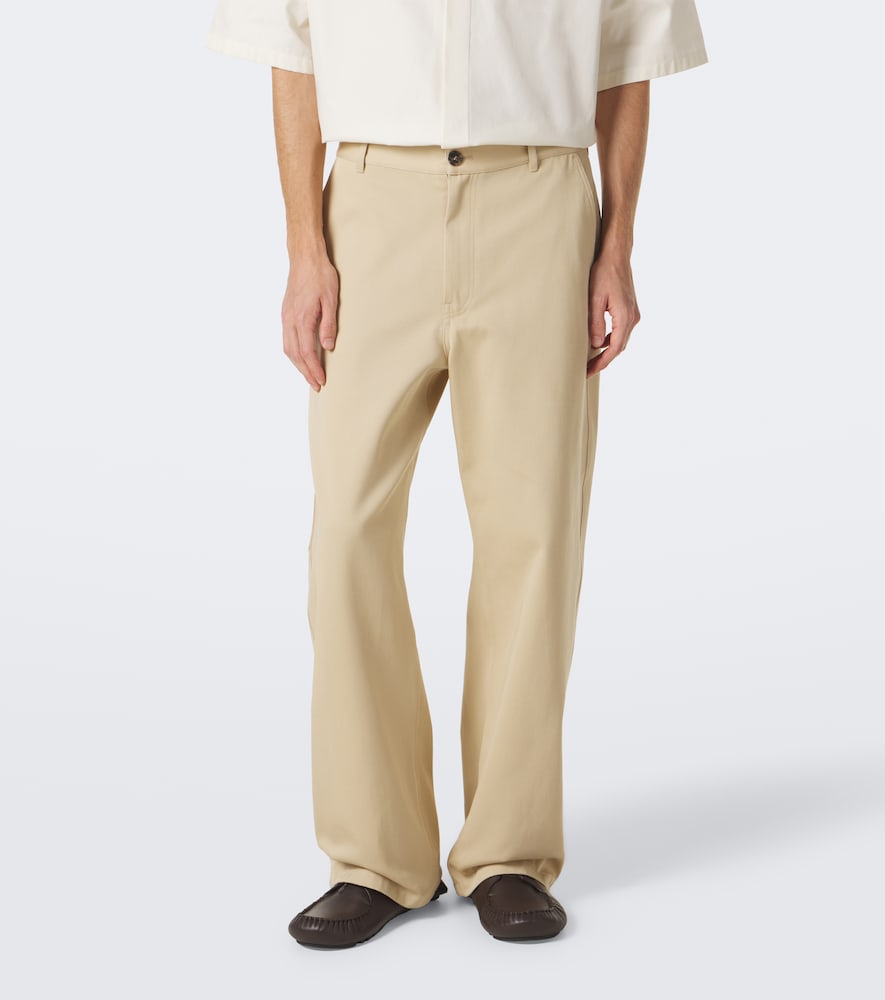 Double L Cotton Twill Wide-Leg Pants