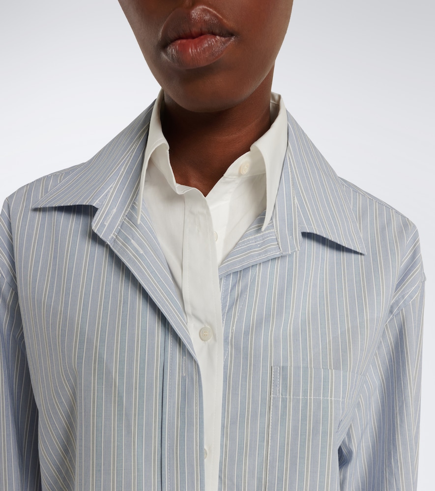 Striped Cropped Cotton Poplin Shirt
