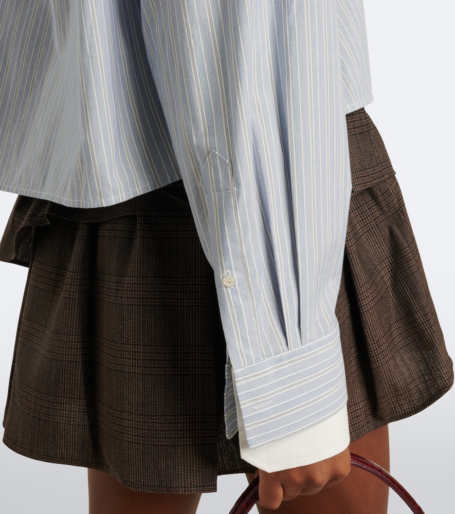 Striped Cropped Cotton Poplin Shirt