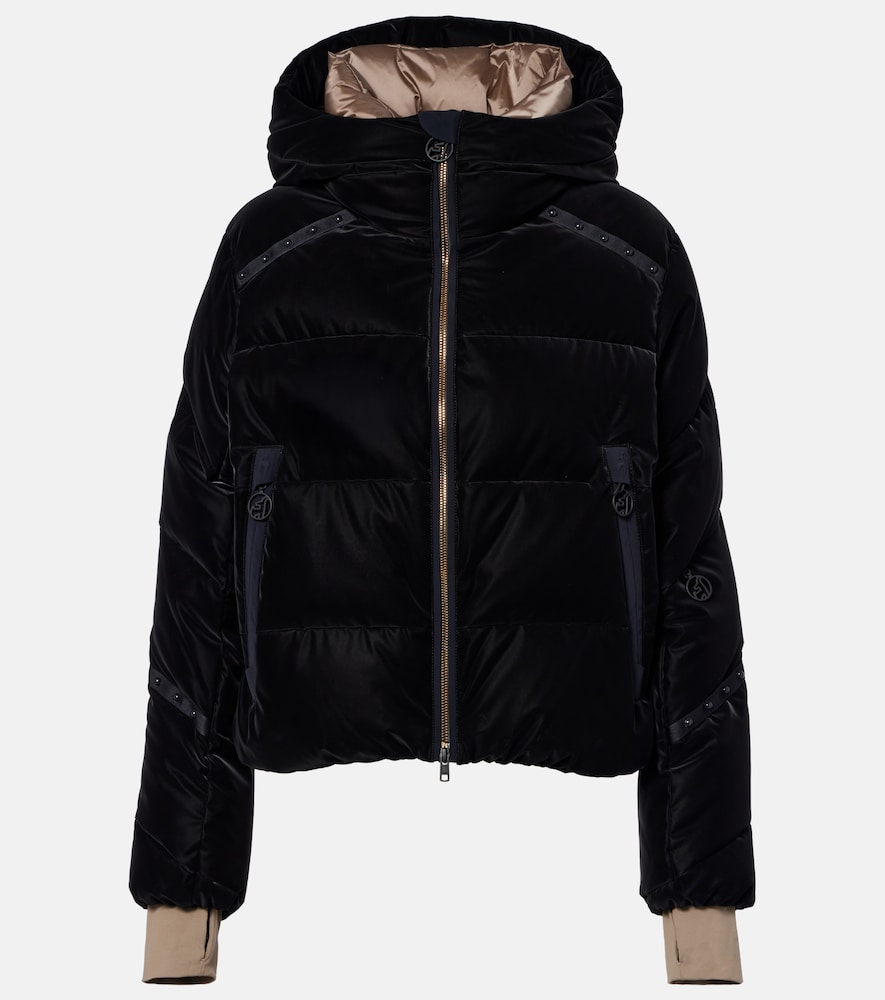 Toni Sailer Swalina Hooded Down Velvet Ski Jacket In Black
