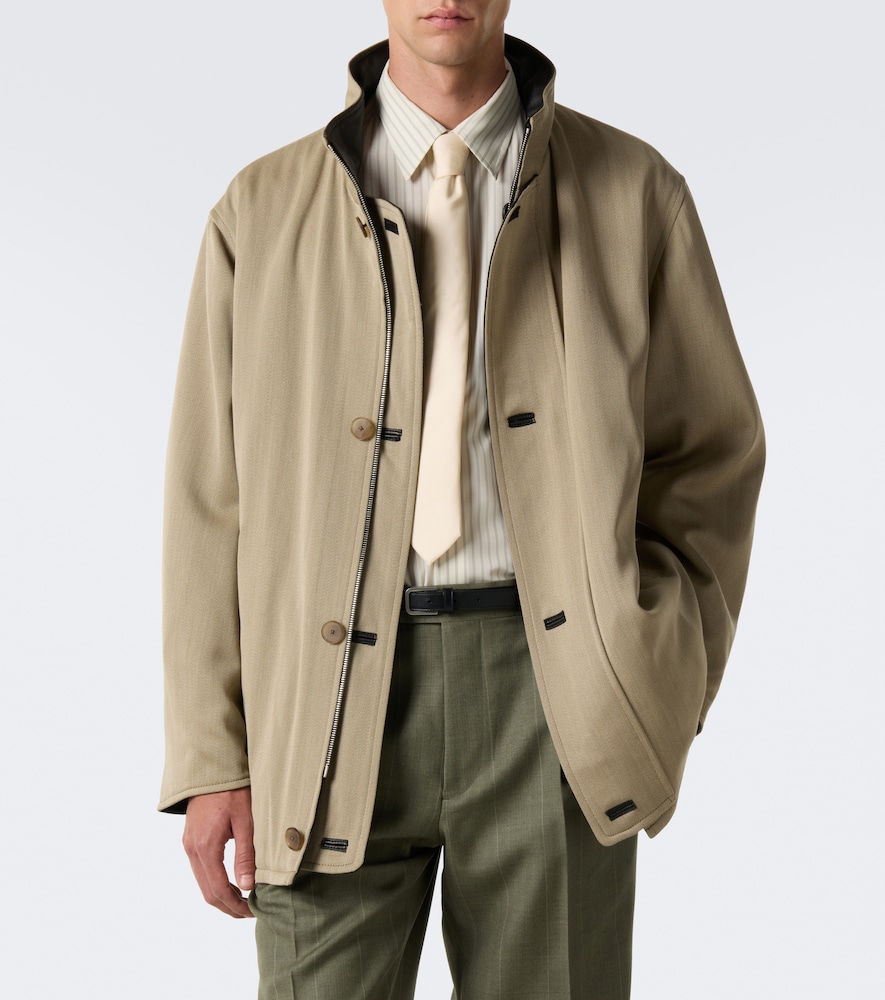 Reversible Leather And Wool Twill Jacket