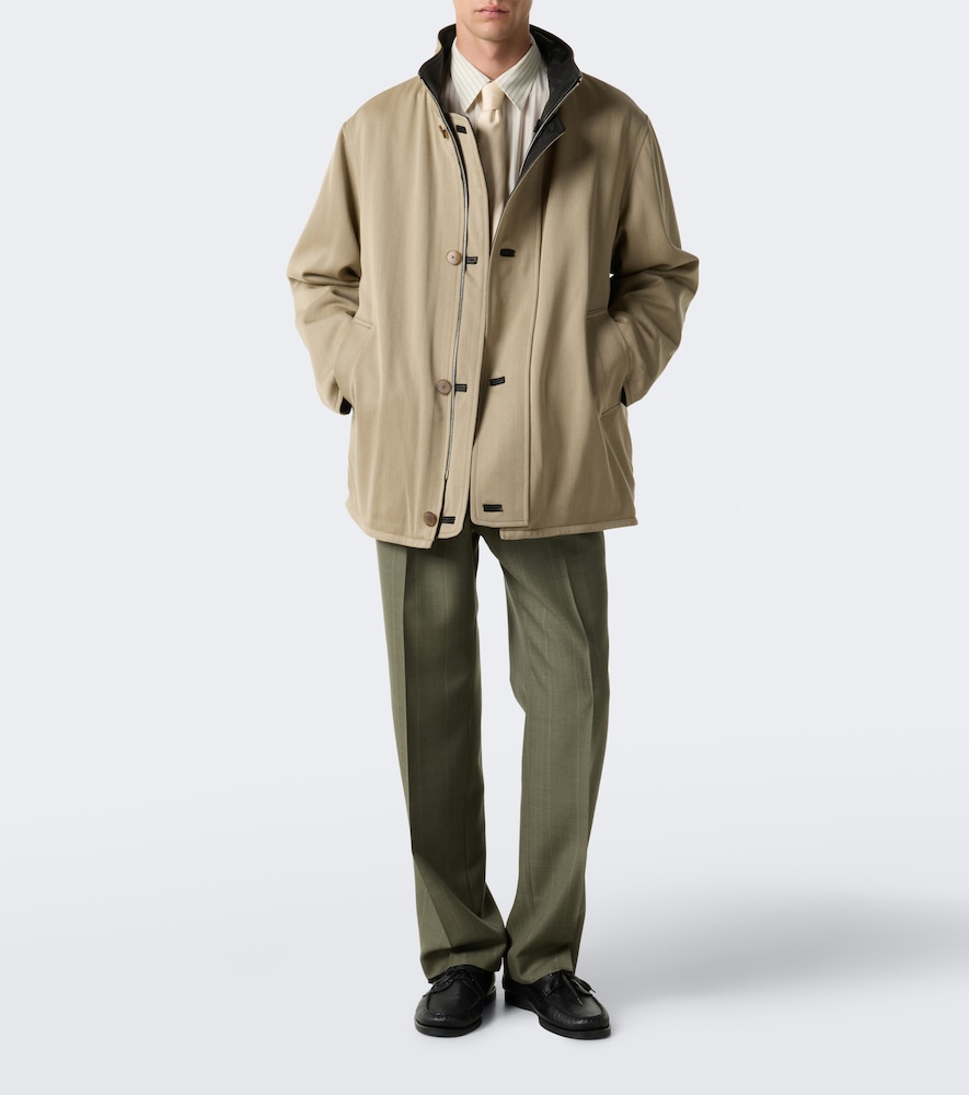 Reversible Leather And Wool Twill Jacket