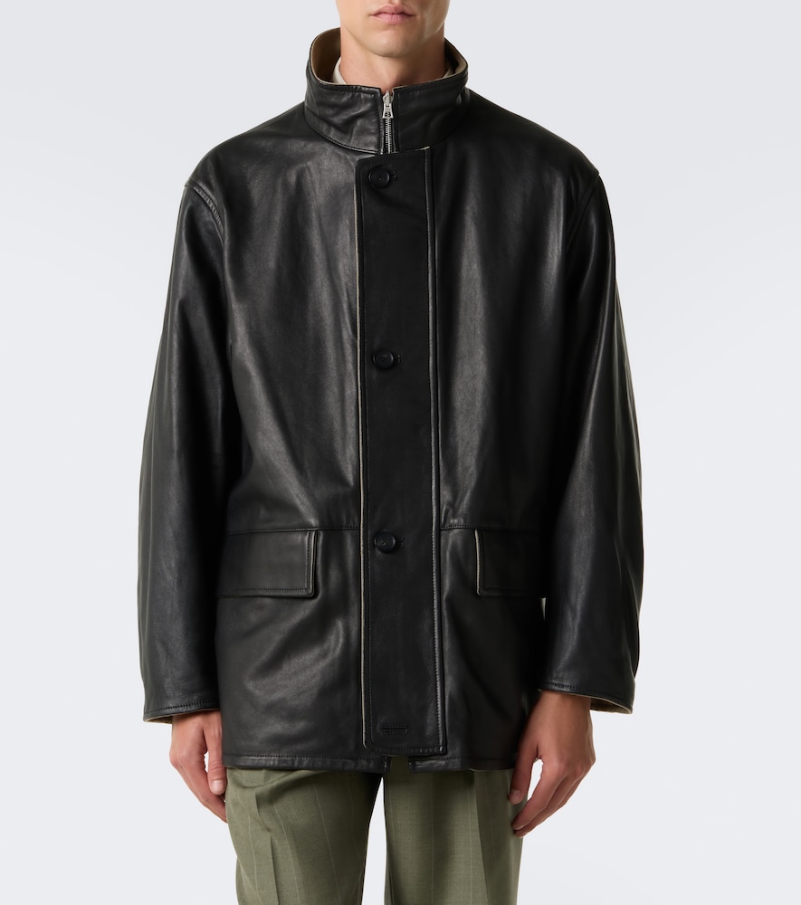Reversible Leather And Wool Twill Jacket