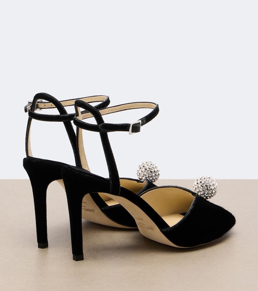 Sacora Crystal-Embellished Velvet Sandals