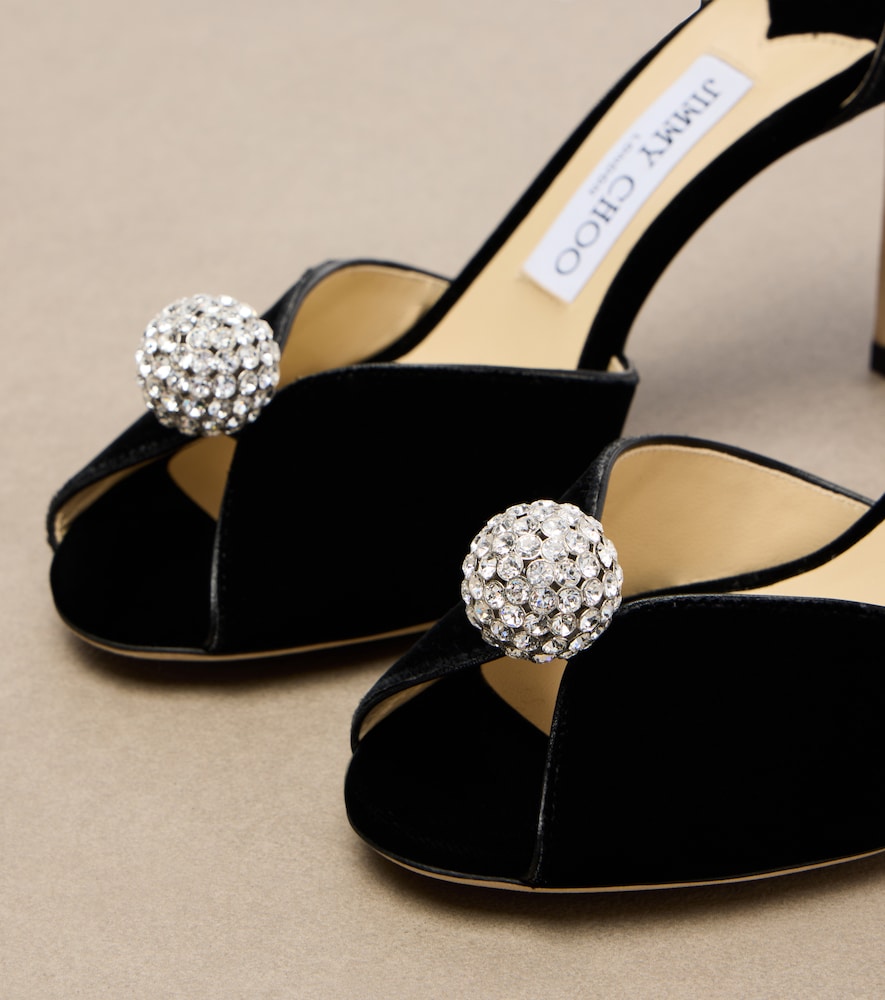 Sacora Crystal-Embellished Velvet Sandals