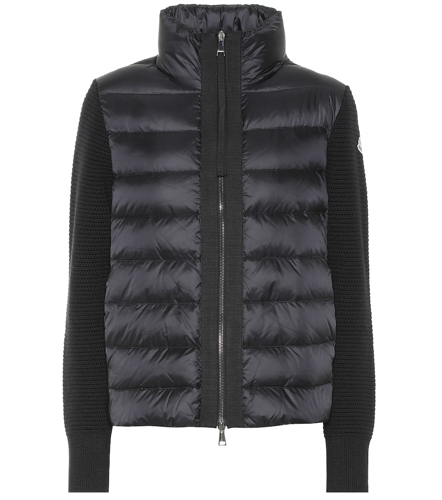 Click to view more detailed imagery on our partner's website Moncler Wool Knit Cardigan & Nylon Down Jacket In Black