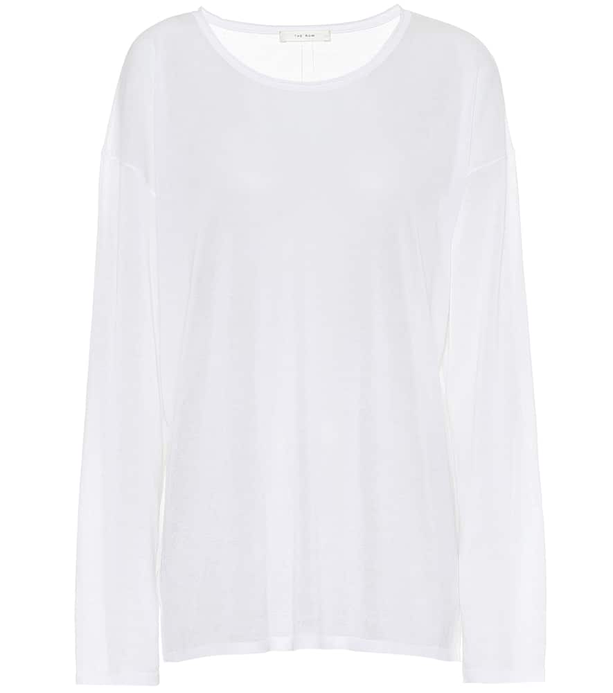 The Row Crew Neck Cotton Long Sleeve T-shirt In White