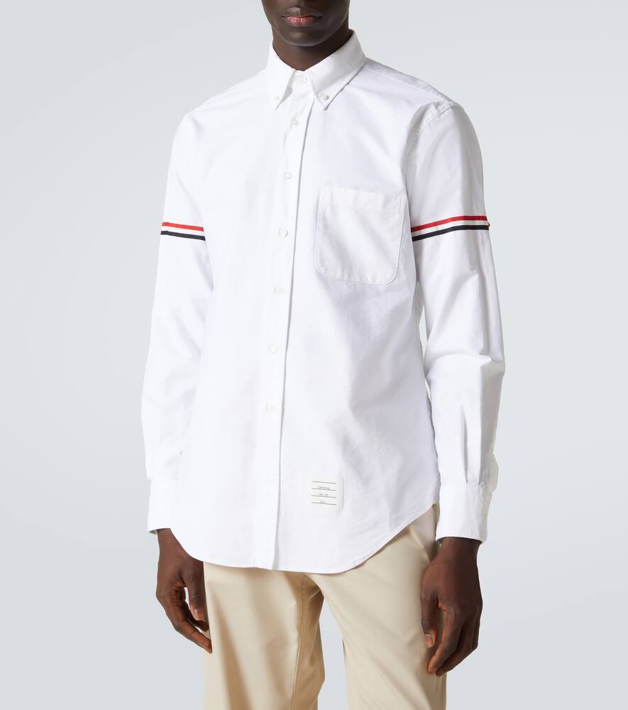 Thom Browne Cotton Shirt With Chest Pocket And Cuffed Sleeves In White