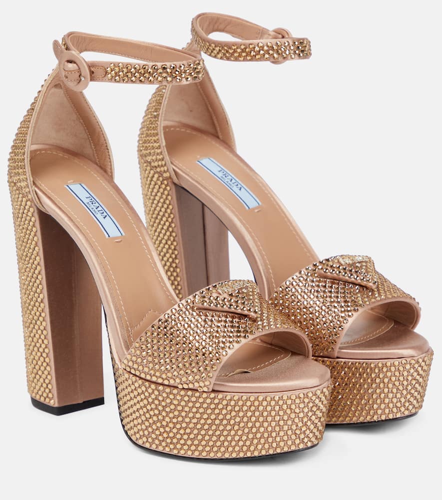 Prada Embellished satin platform sandals