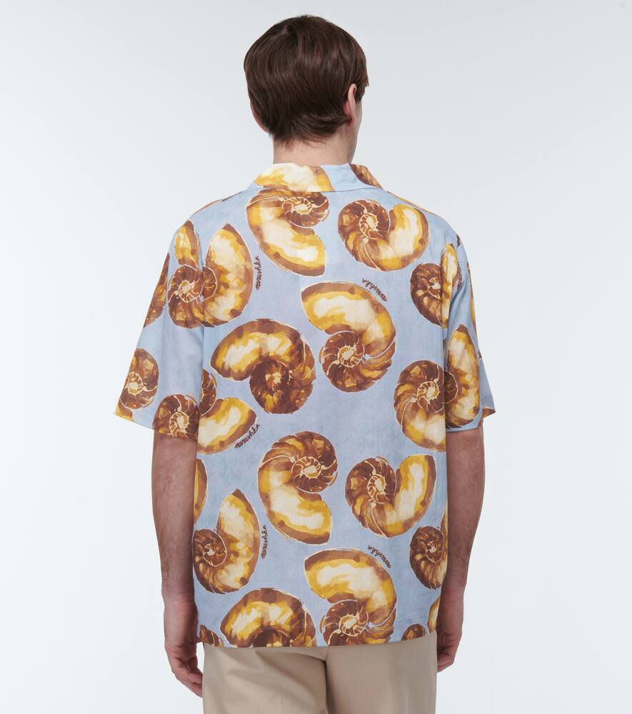 Nanushka Bodil Cotton Nautilus Print Loose Fit Button Down Camp Shirt In Seashell