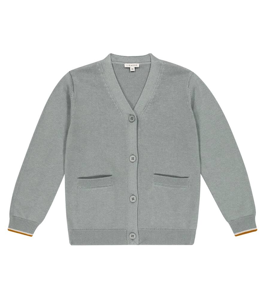Liewood Kids' Memphis Cotton Cardigan In Blue Fog