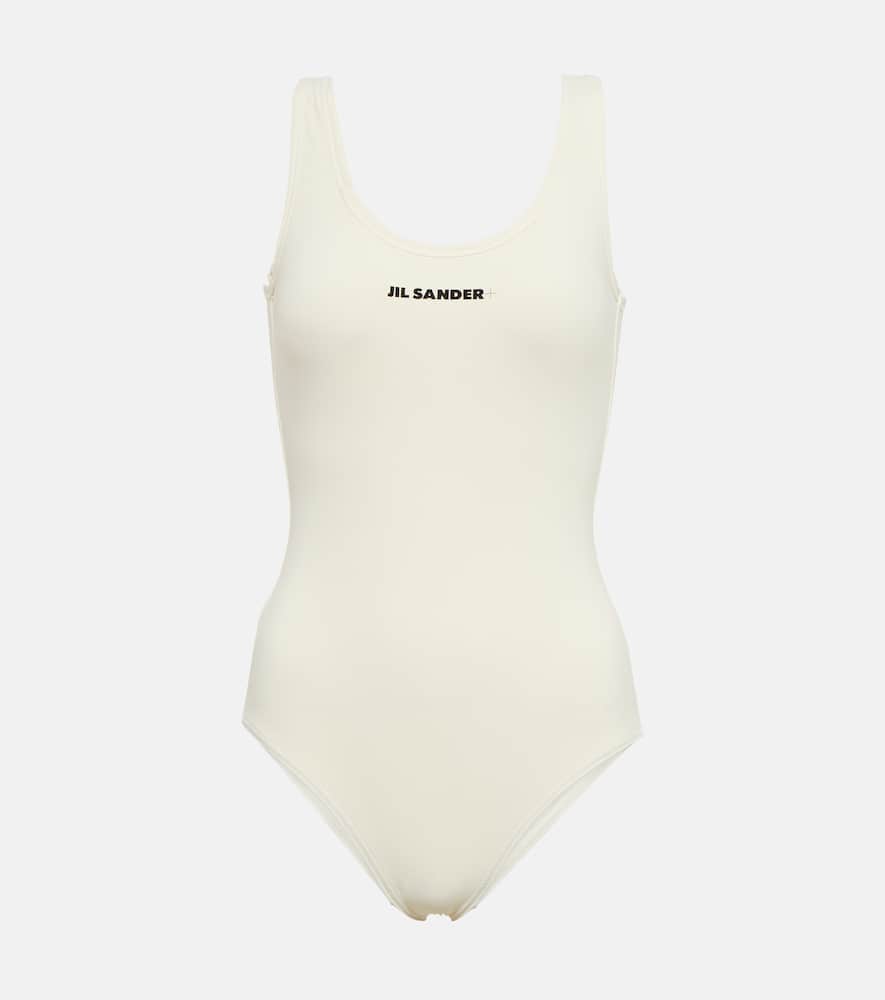 Jil Sander Logo Printed One-piece Swimsuit In Natural