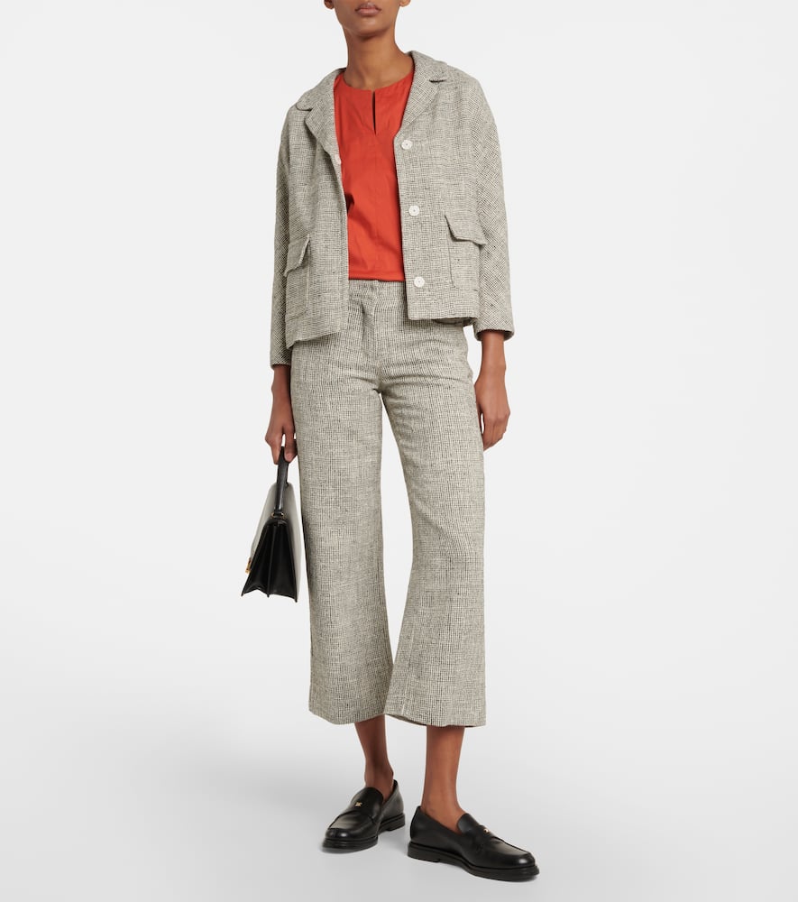 S Max Mara Lira Cropped Cotton-blend Pants In Bianco Nero