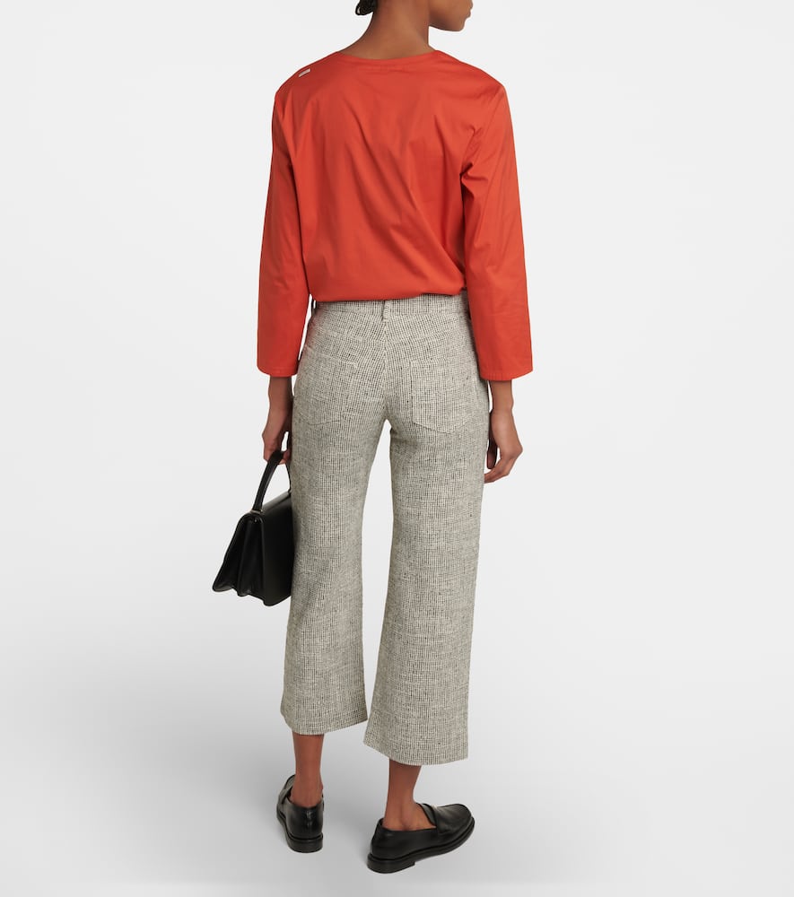 S Max Mara Lira Cropped Cotton-blend Pants In Bianco Nero
