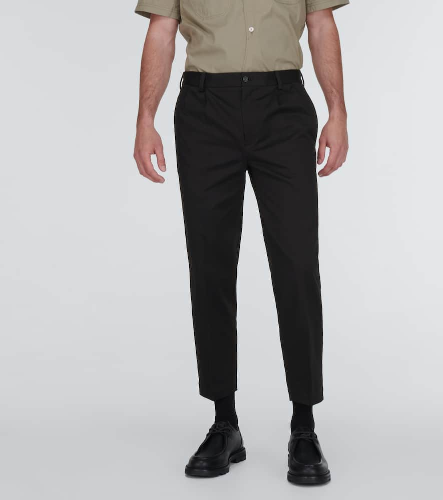 Shop Junya Watanabe Cotton Gabardine Straight Pants In Black