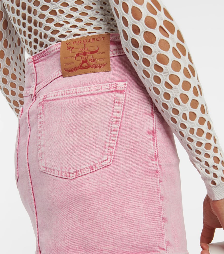 Shop Y/project Belted Denim Miniskirt In Pink