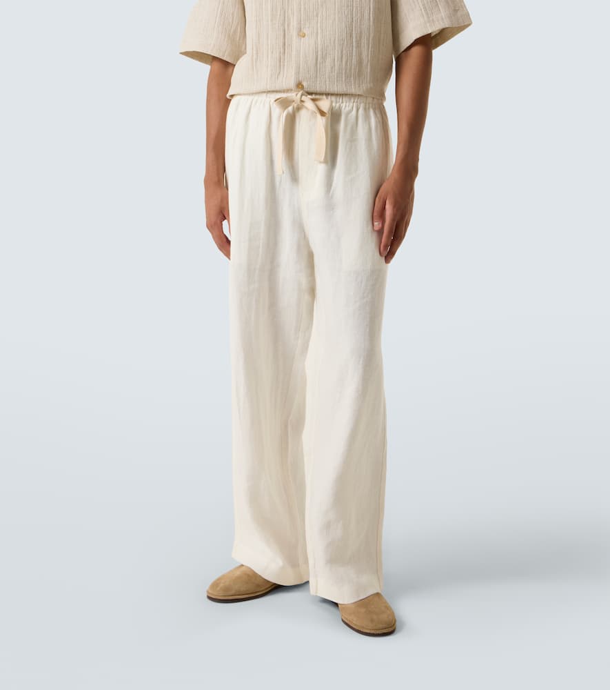 Shop Commas Linen Wide-leg Pants In White