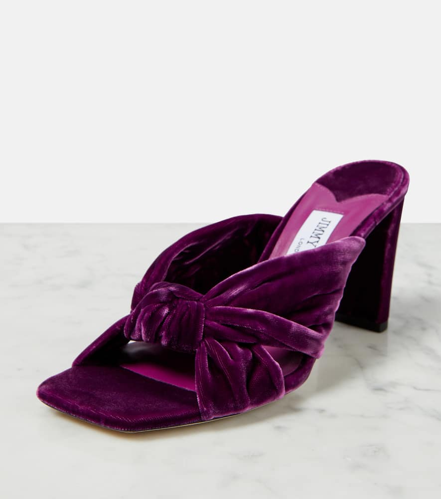 Jimmy Choo Avenue 85 Velvet Mules In Purple
