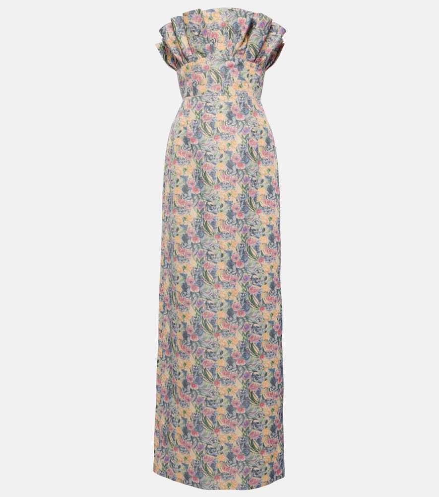 Markarian Demetra floral linen-blend gown