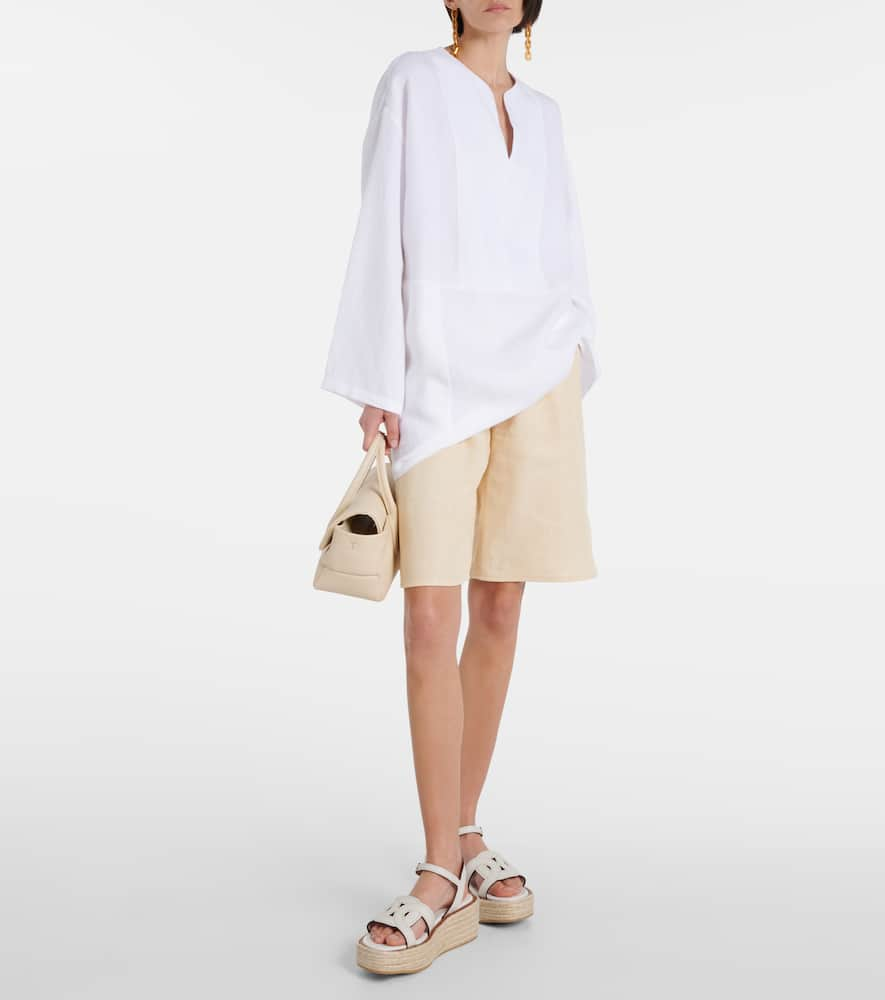 Shop Tod's Kate Leather Espadrille Wedges In White