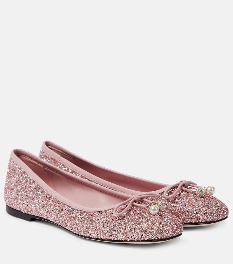 Jimmy Choo Glittery Elm Ballet In Pink