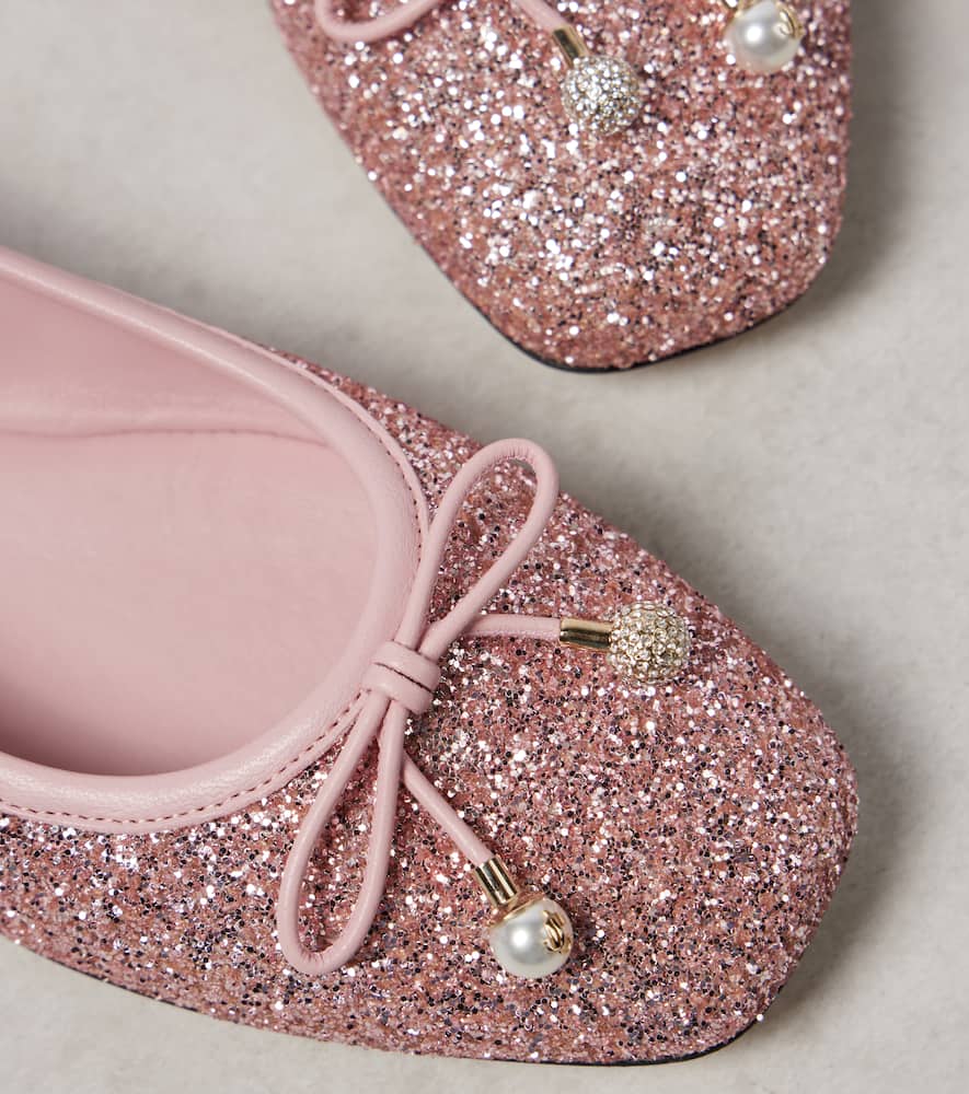 Jimmy Choo Glittery Elm Ballet In Pink