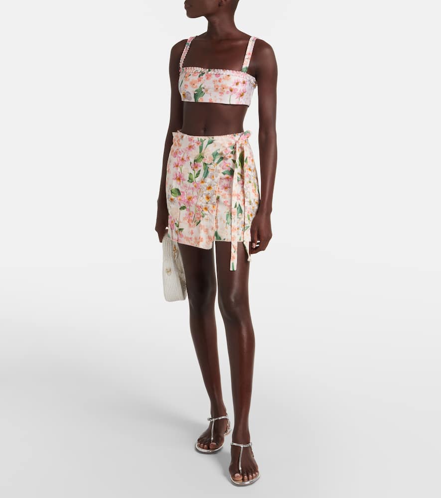Agua By Agua Bendita Luna Jardinera Floral Miniskirt In Multicolor