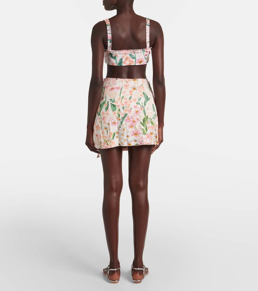Agua By Agua Bendita Luna Jardinera Floral Miniskirt In Multicolor