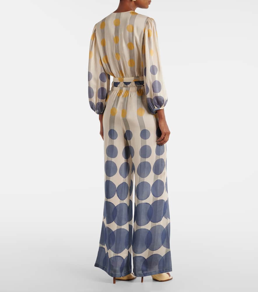 Adriana Degreas Polka-dot Wide-leg Pants In Beige