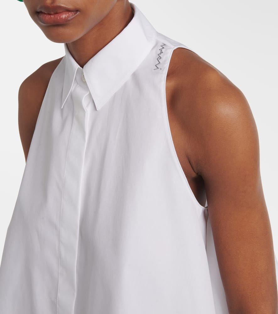 Marni A-line Cotton Flared Shirt Sleeveless In White