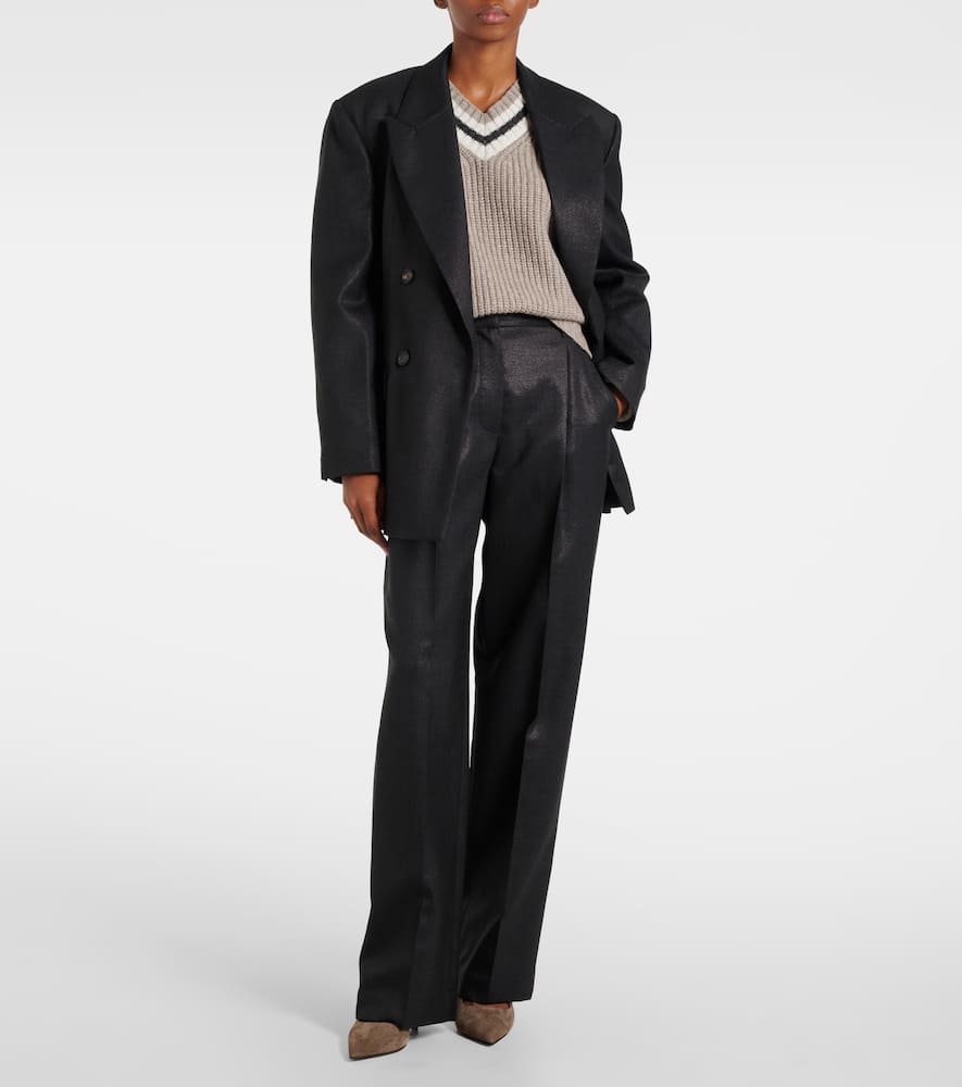 Brunello Cucinelli Cropped Wool-blend Straight-leg Pants In Black
