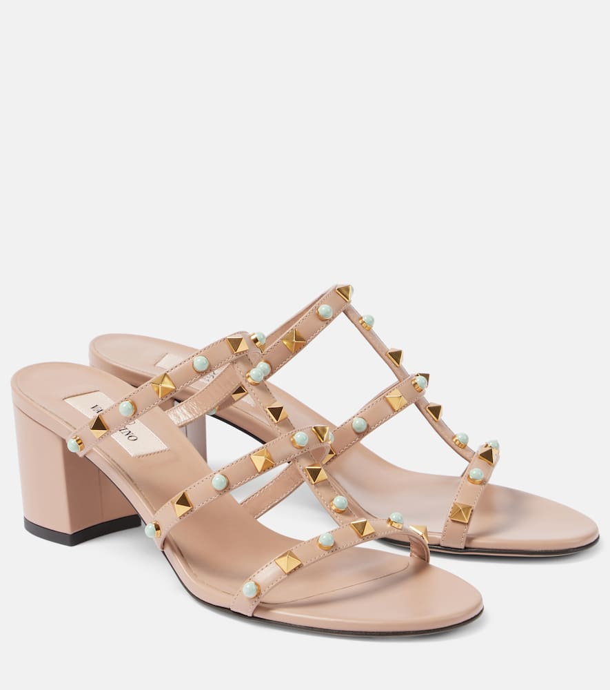 Rockstud leather mules