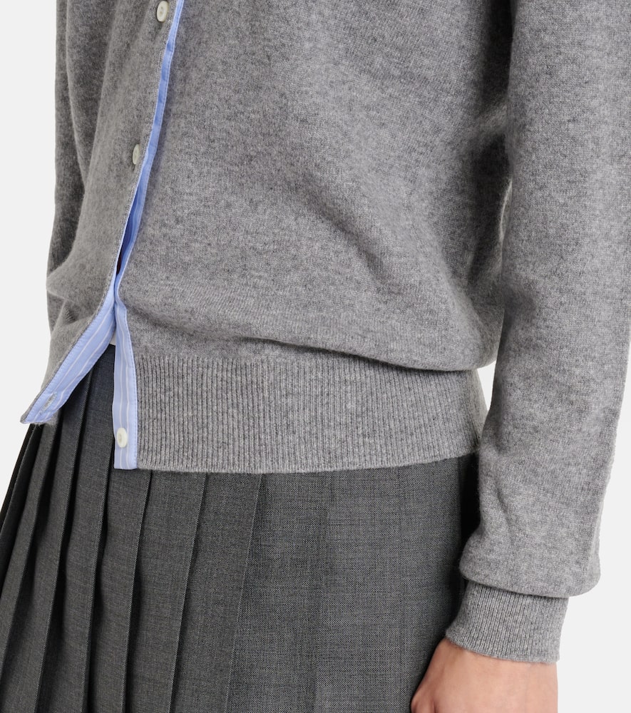 Miu Miu Logo Cashmere Cardigan In Grey