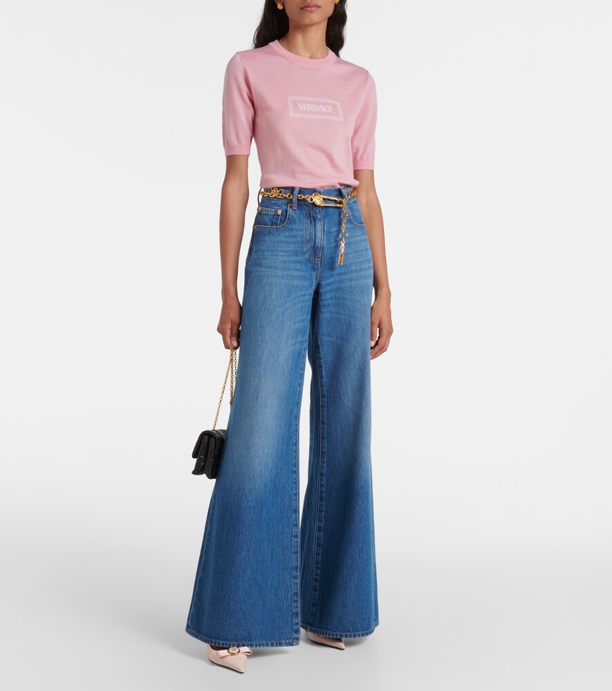 Versace Logo jacquard knitted top