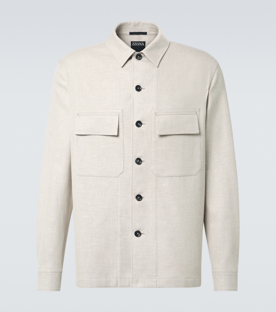 Linen, wool, and silk-blend overshirt