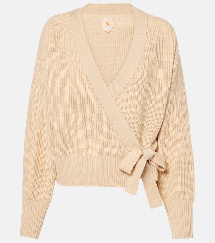 Jardin Des Orangers Wool And Cashmere Wrap Cardigan In Brown
