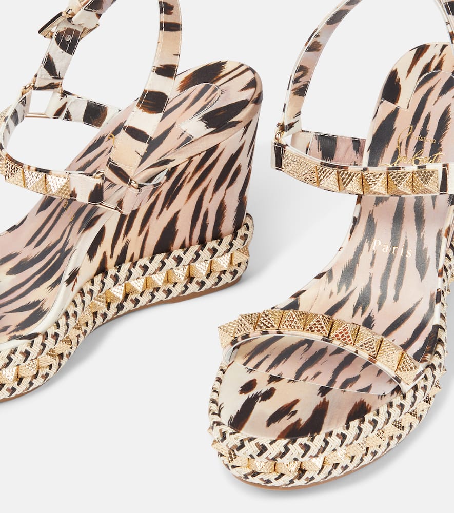 Christian Louboutin Pyraclou 110 Sandals In Rose-pink Silk In Pink