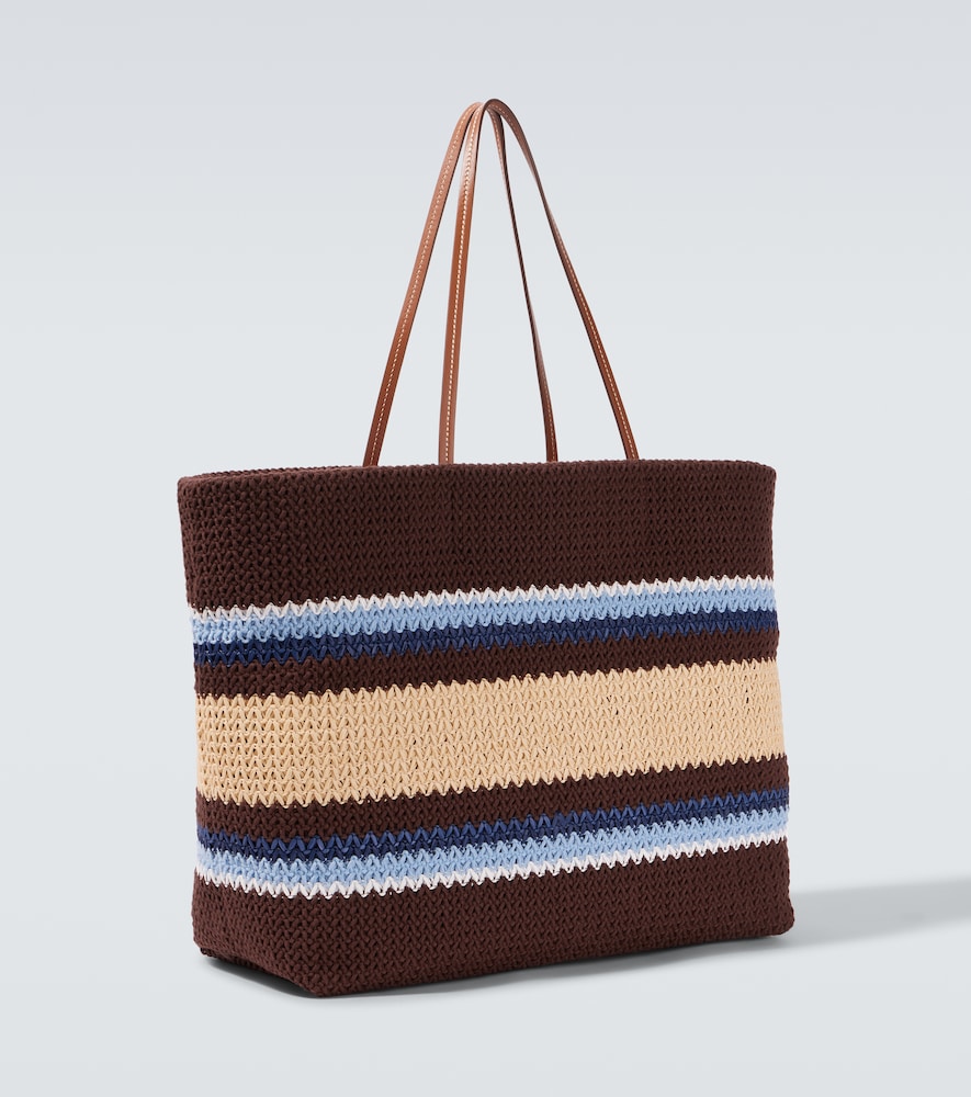  Miu Miu Miu Miu Logo Striped Raffia-effect Shopper 