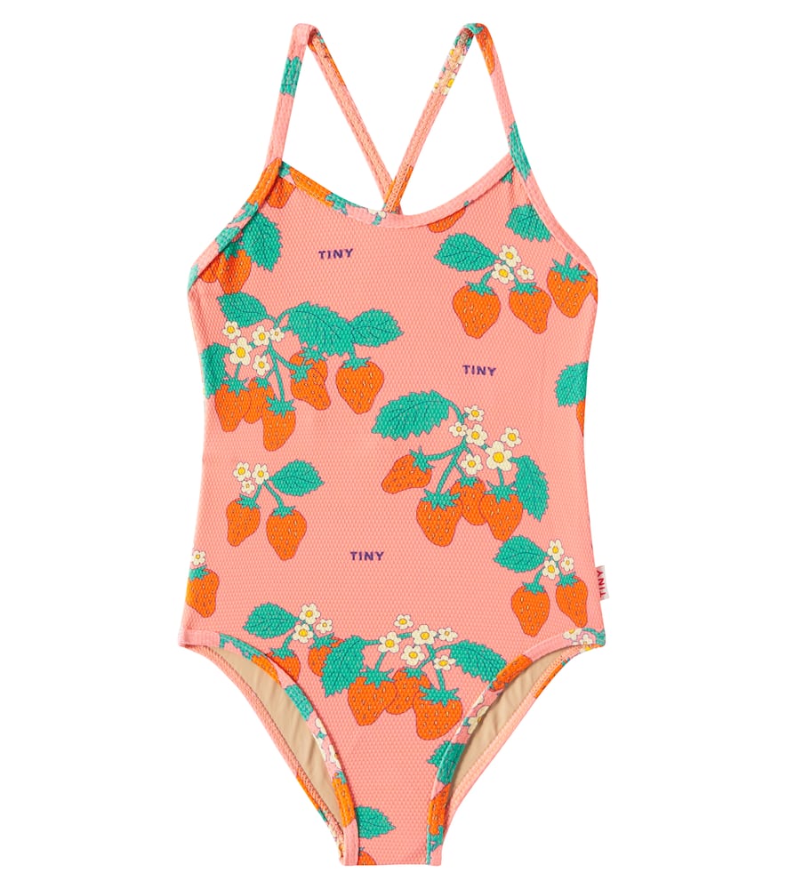 Tinycottons Strawberries Printed Swimsuit In Pink