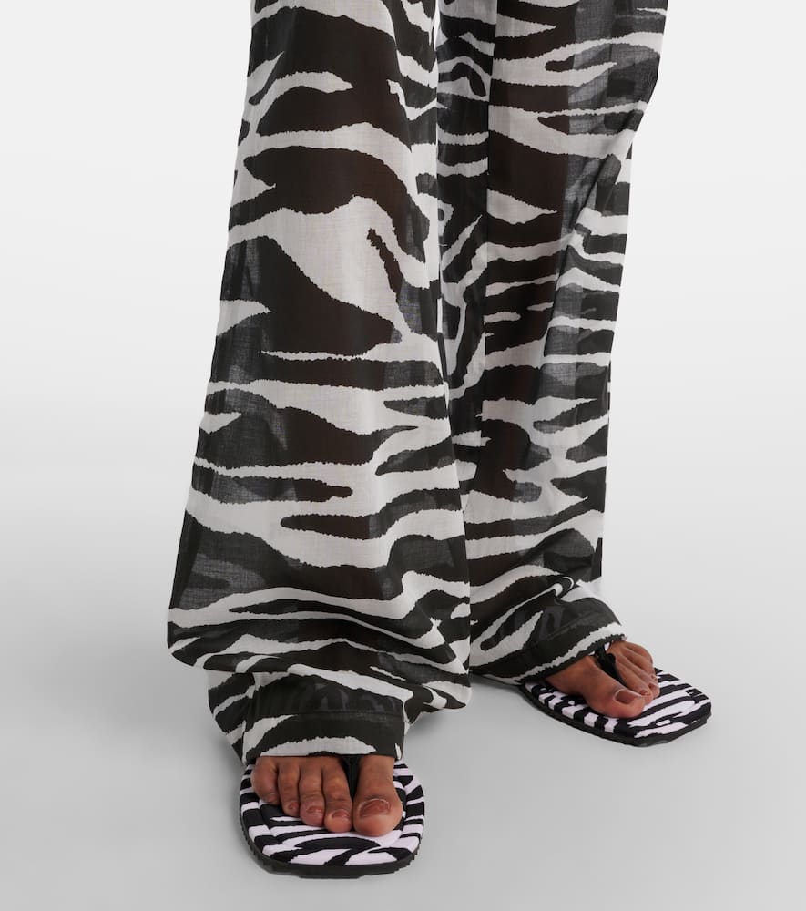 Shop Attico Zebra-print Cotton Muslin Wide-leg Pants