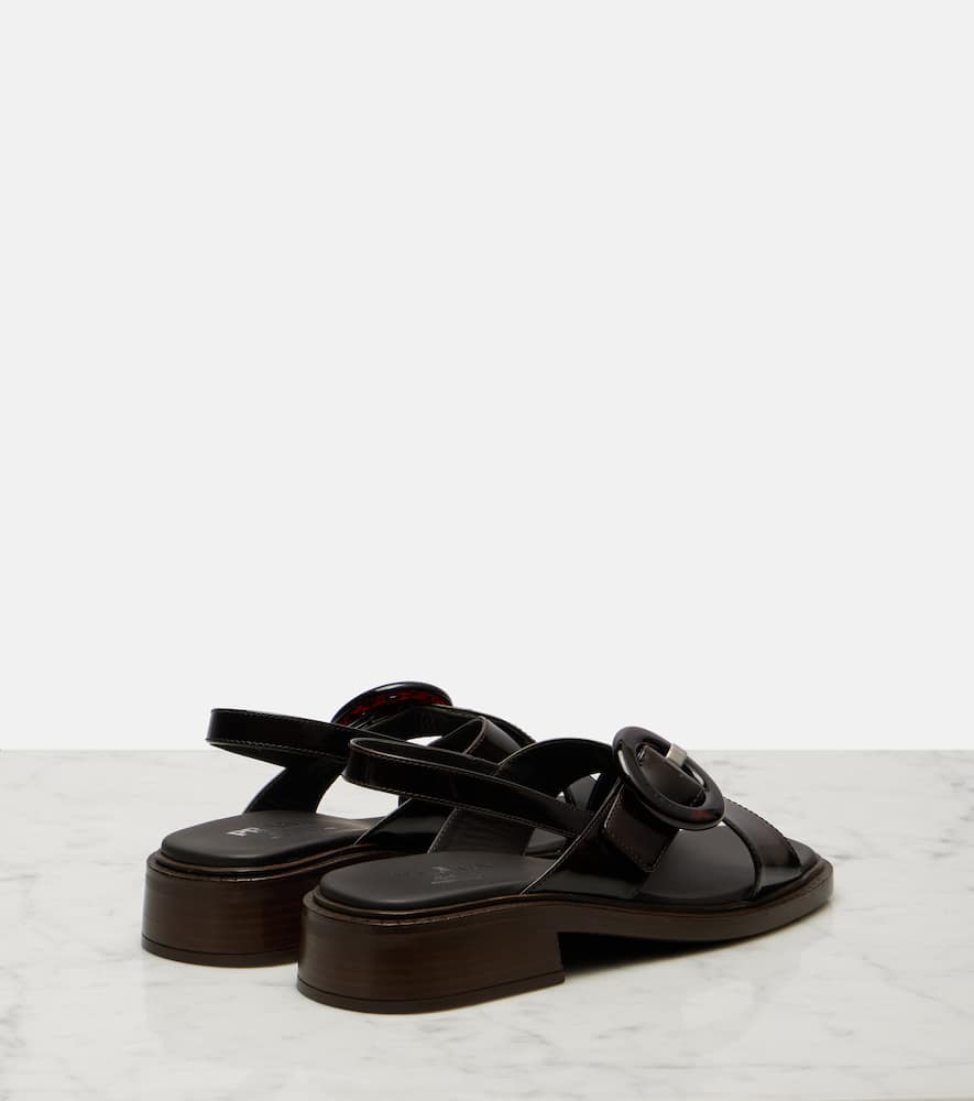 Prada Women's Brushed Leather Sandals With A Burnt Color Buckle
