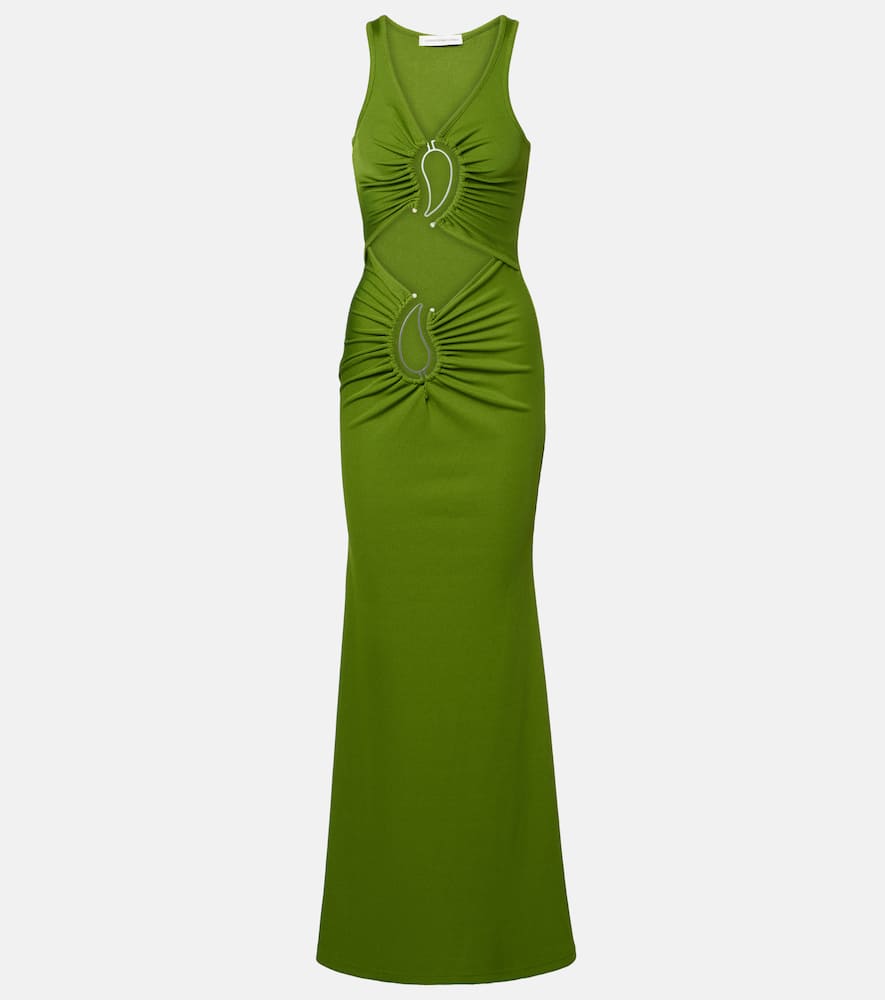 Paisley gathered maxi dress