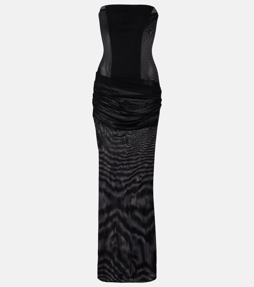Sheer strapless corset dress