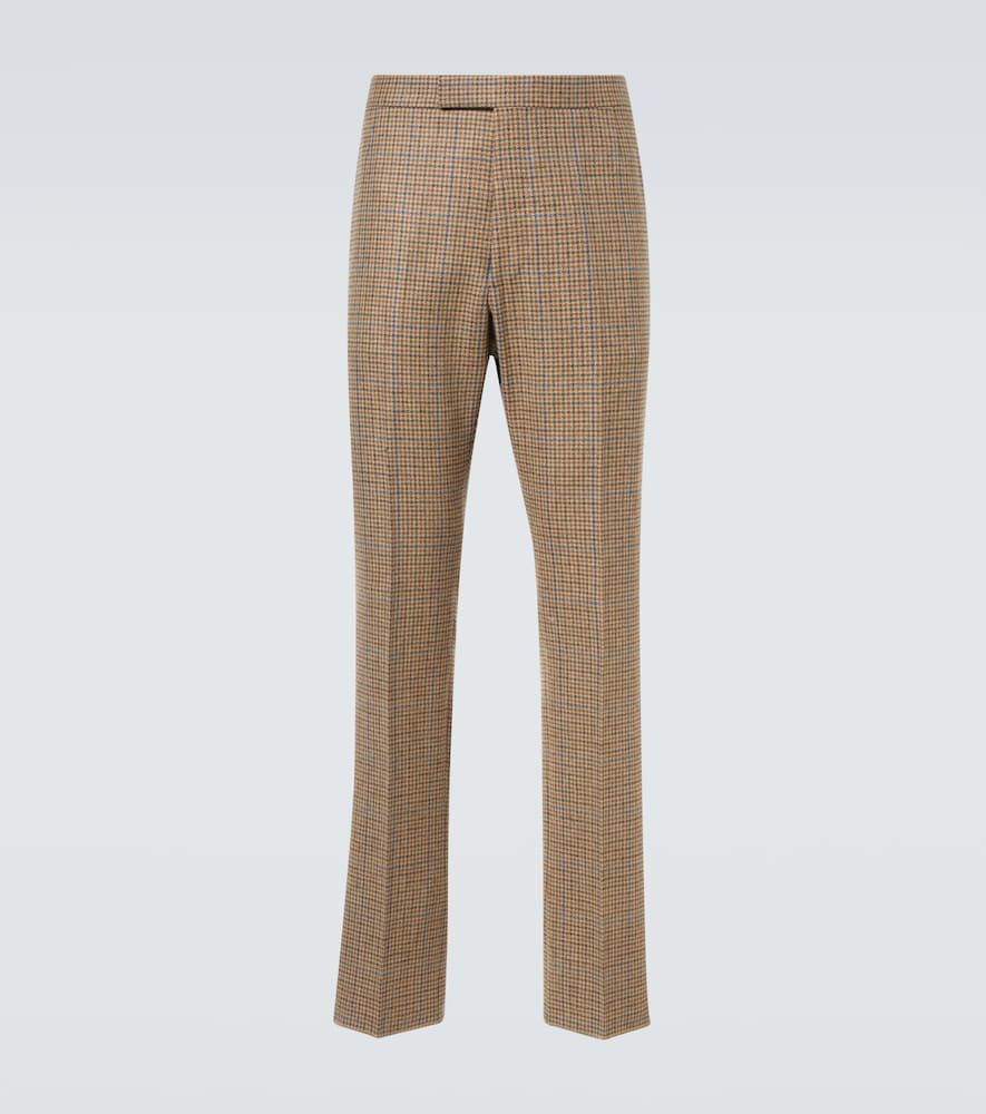Houndstooth wool straight pants