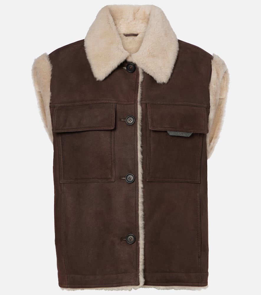Shearling-lined suede vest
